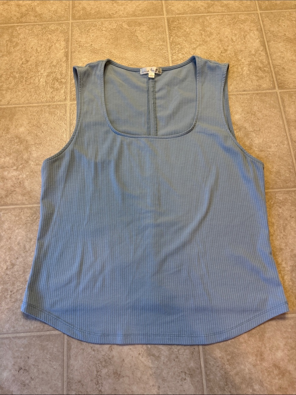 nine britton Light Blue Ribbed Scoop Neck Tank Top